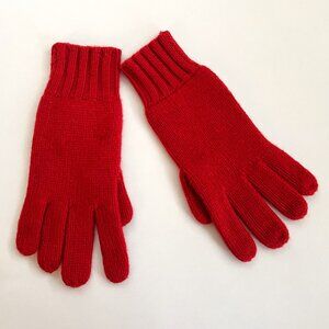 DKNY 100% Cashmere Rib Knit Red Gloves